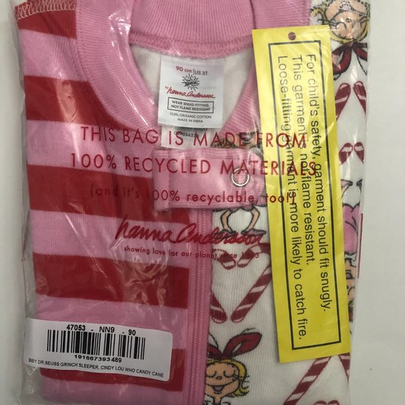 NWT Hanna Andersson Dr. Seuss Grinch Baby Zip Sleeper - Picture 5 of 7